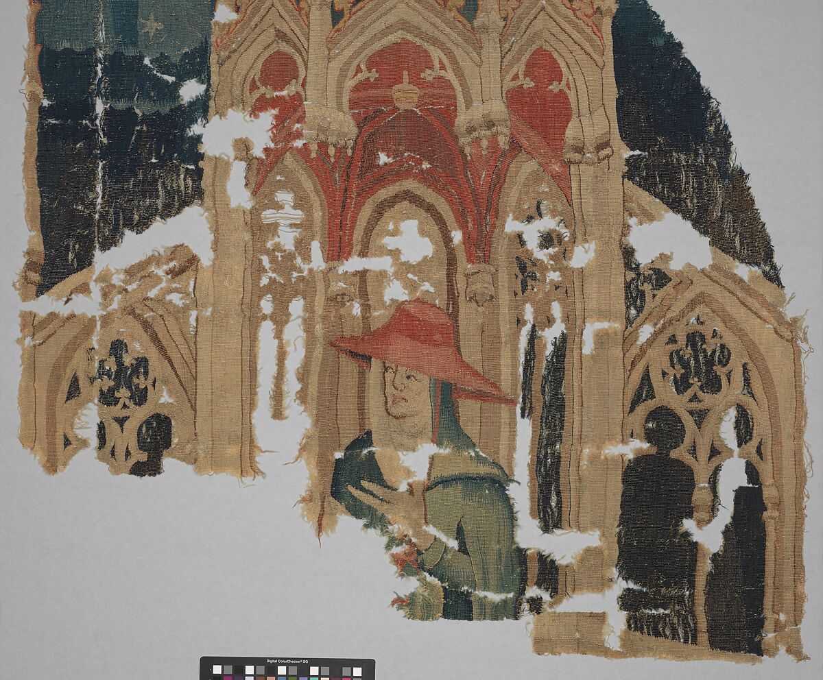 Fragments with Three Cardinals (from the Heroes Tapestries), Wool warp, wool wefts, South Netherlandish