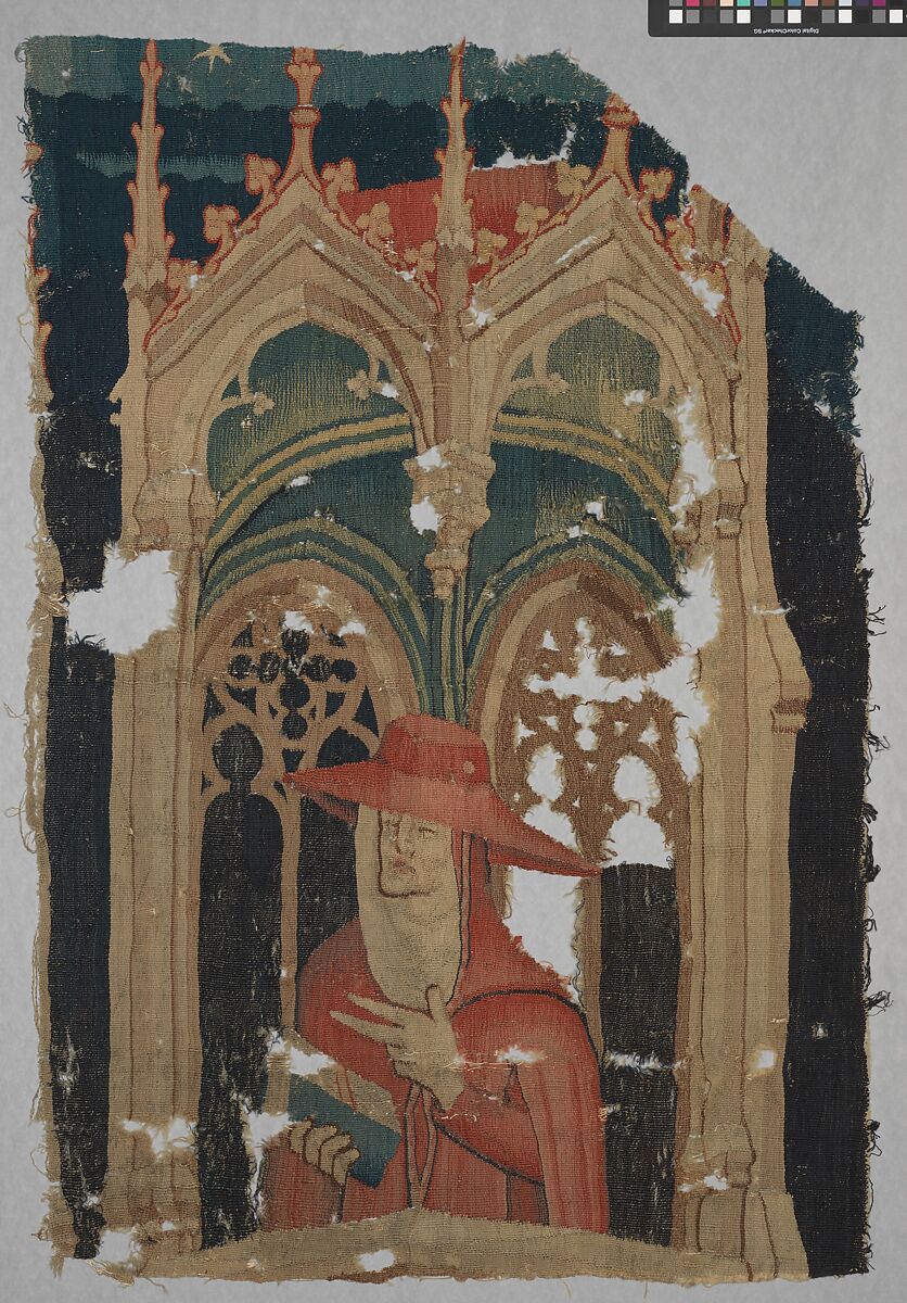 Fragments with Three Cardinals (from the Heroes Tapestries), Wool warp, wool wefts, South Netherlandish