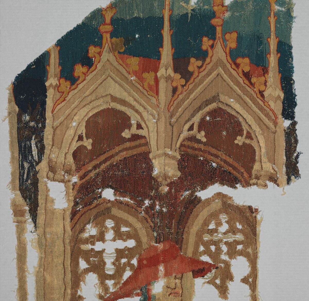 Fragments with Three Cardinals (from the Heroes Tapestries), Wool warp, wool wefts, South Netherlandish