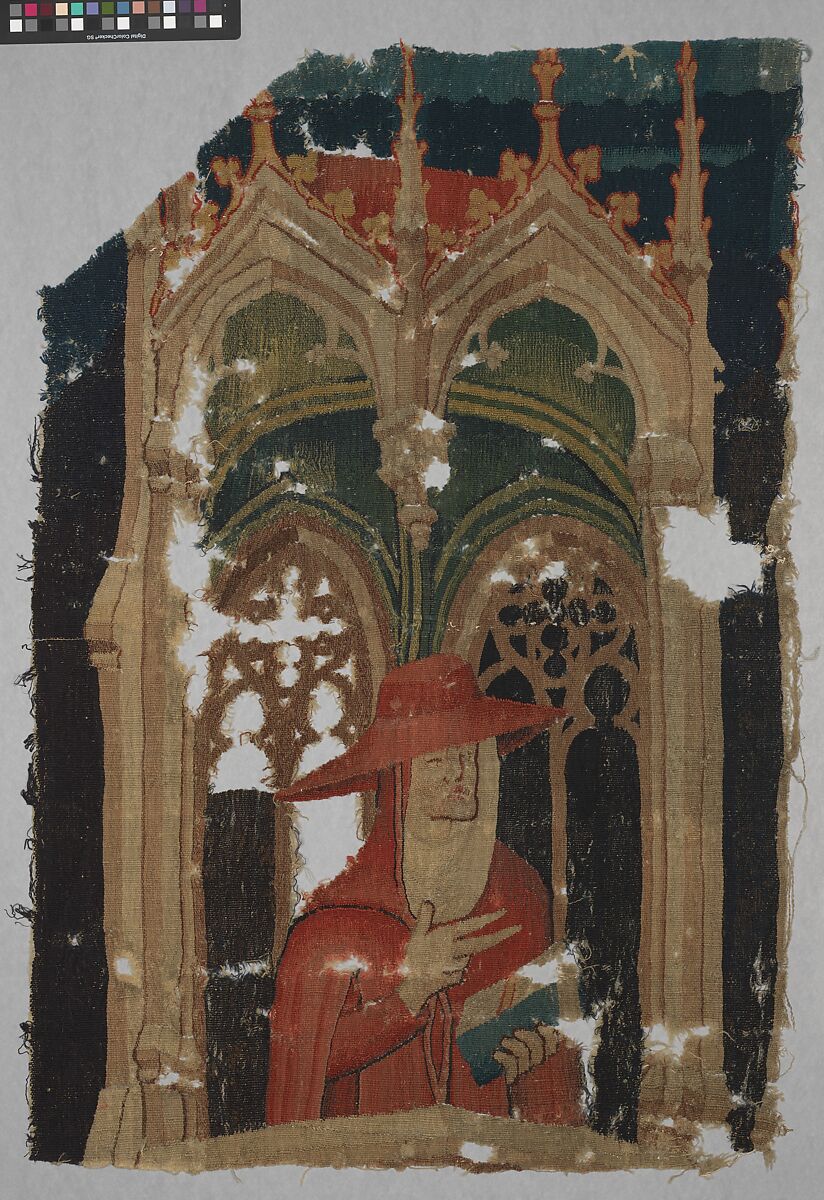 Fragments with Three Cardinals (from the Heroes Tapestries), Wool warp, wool wefts, South Netherlandish