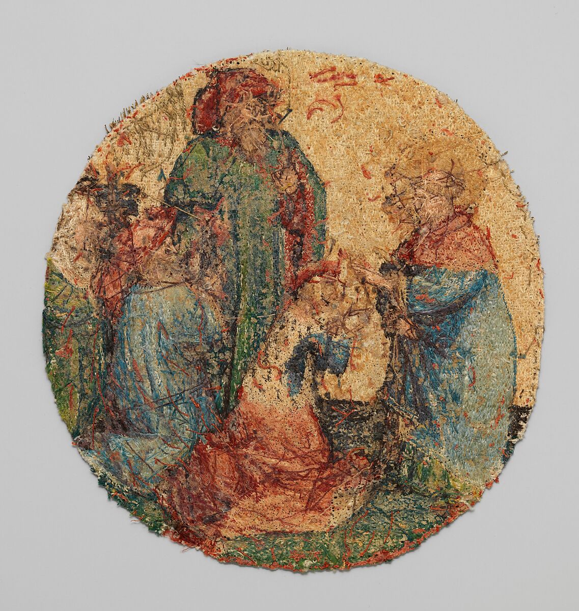 The Empress Kneels Before Saint Martin, Silk and metal thread, and linen, South Netherlandish