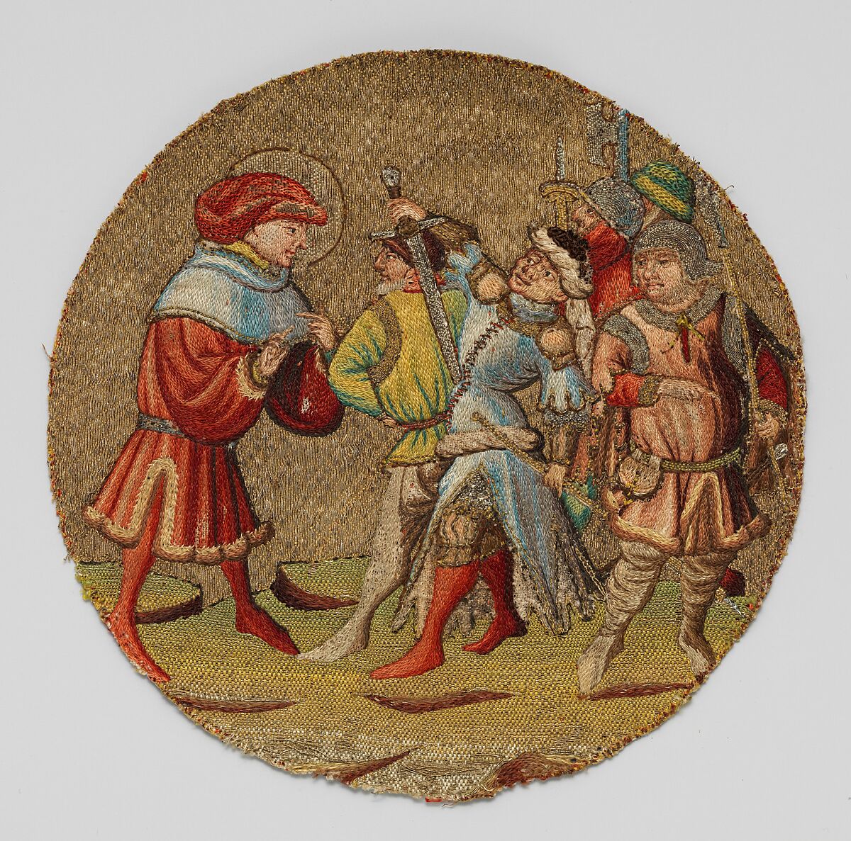 Saint Martin and the Brigands, Silk and metal thread on linen, South Netherlandish 