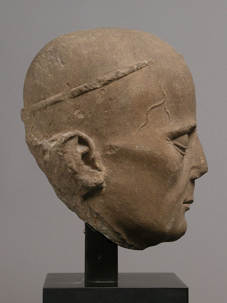 Head of a Cleric from a Tomb Effigy, Red sandstone, French