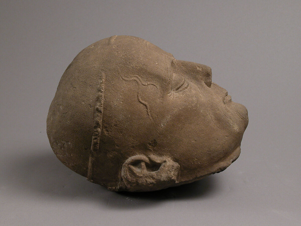 Head of a Cleric from a Tomb Effigy, Red sandstone, French