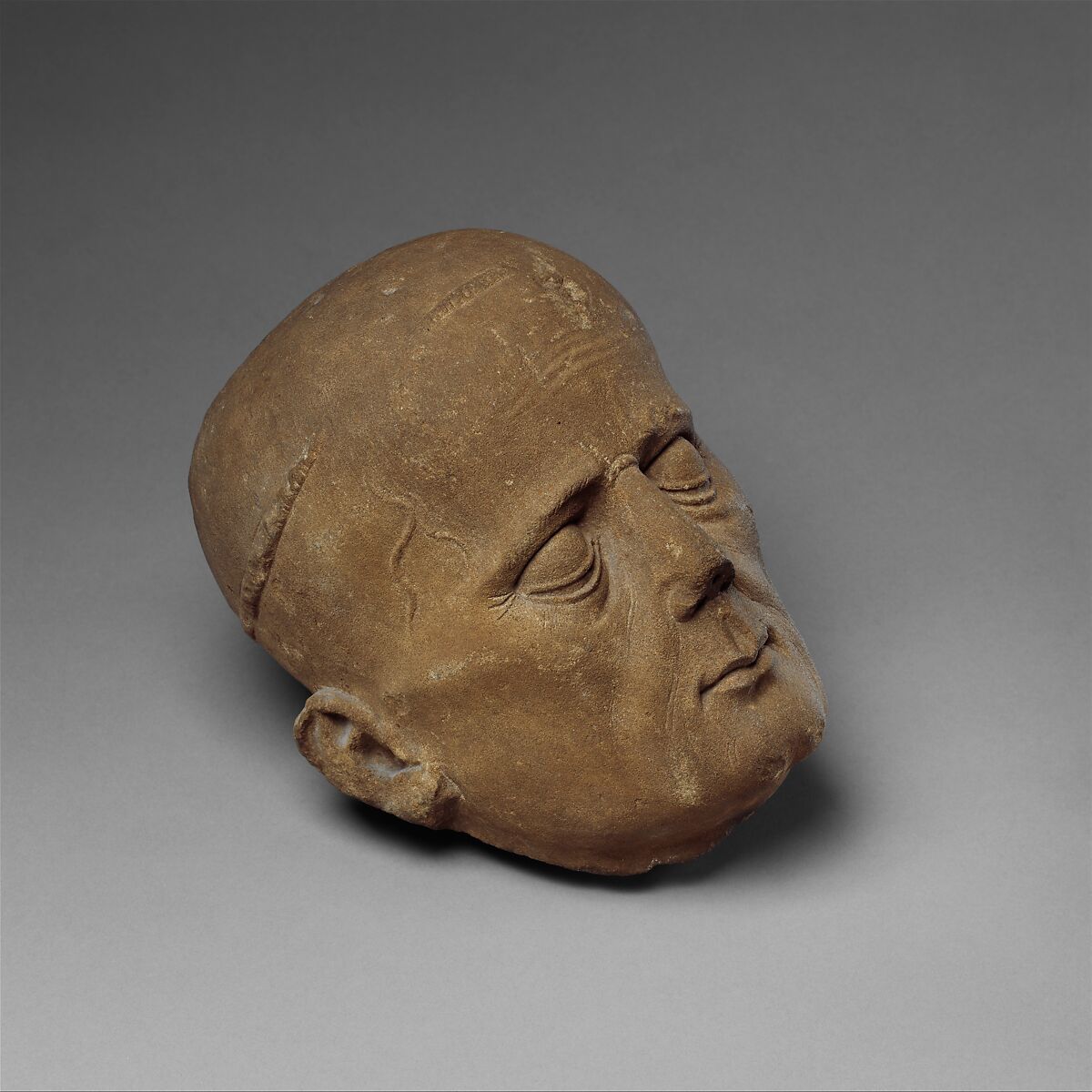 Head of a Cleric from a Tomb Effigy, Red sandstone, French