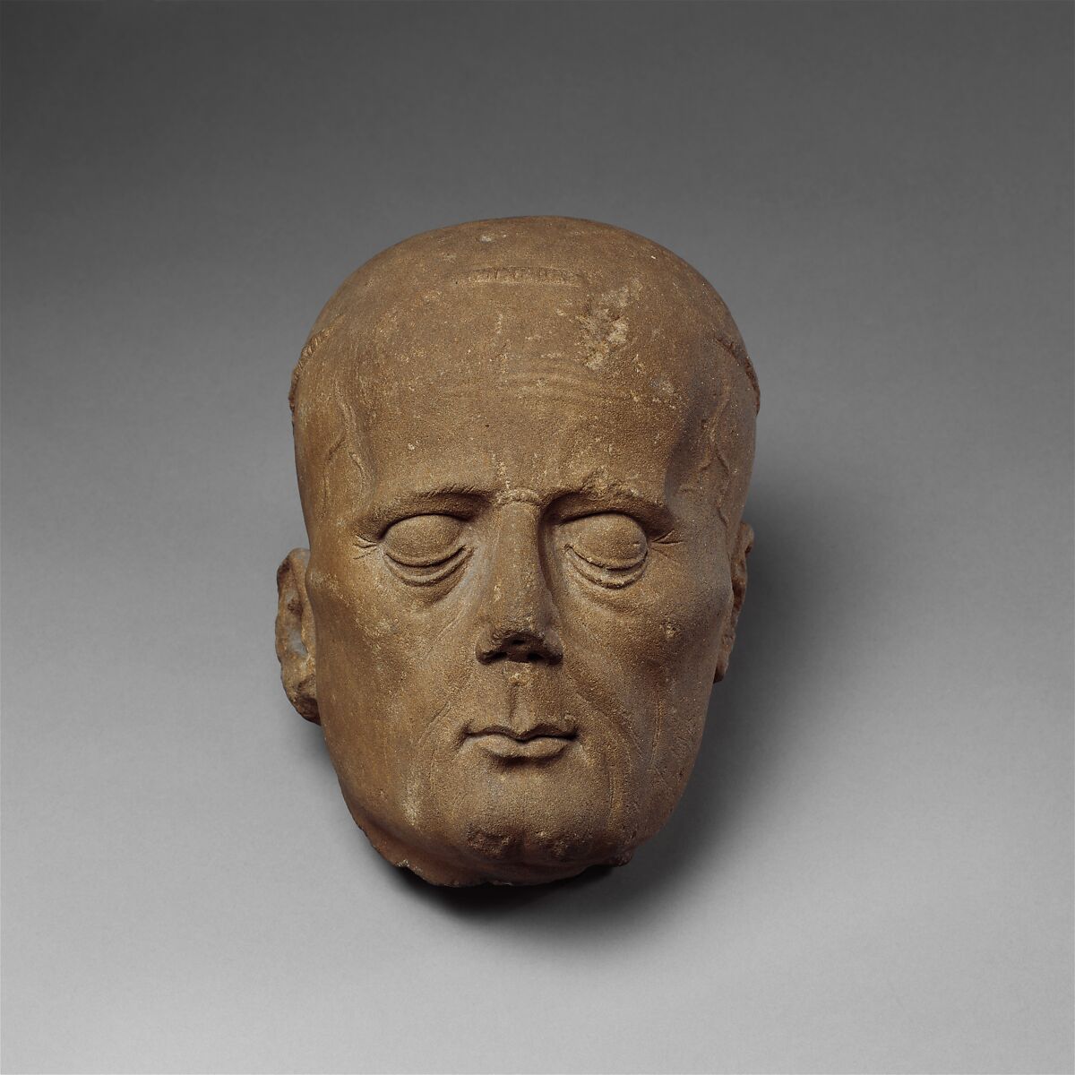 Head of a Cleric from a Tomb Effigy, Red sandstone, French