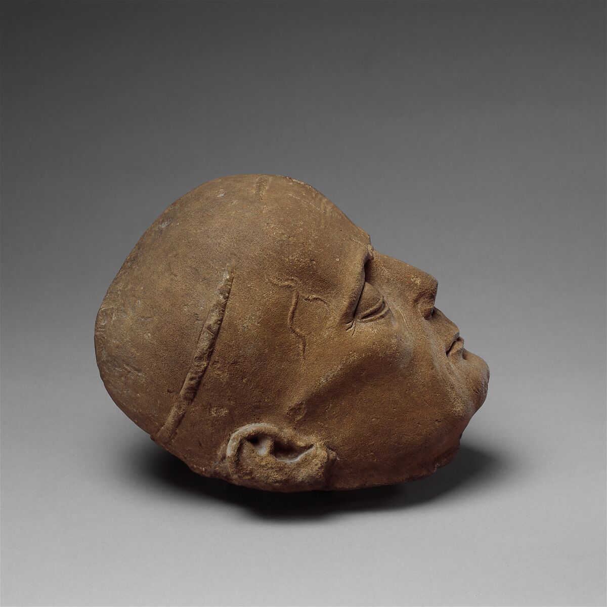 Head of a Cleric from a Tomb Effigy, Red sandstone, French