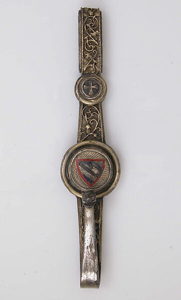 Belt Hook, Workshop of Louis Marcy (Luigi Parmeggiani) (Italian, 1860–1945) (?), Champlevé enamel, silver-gilt, French 