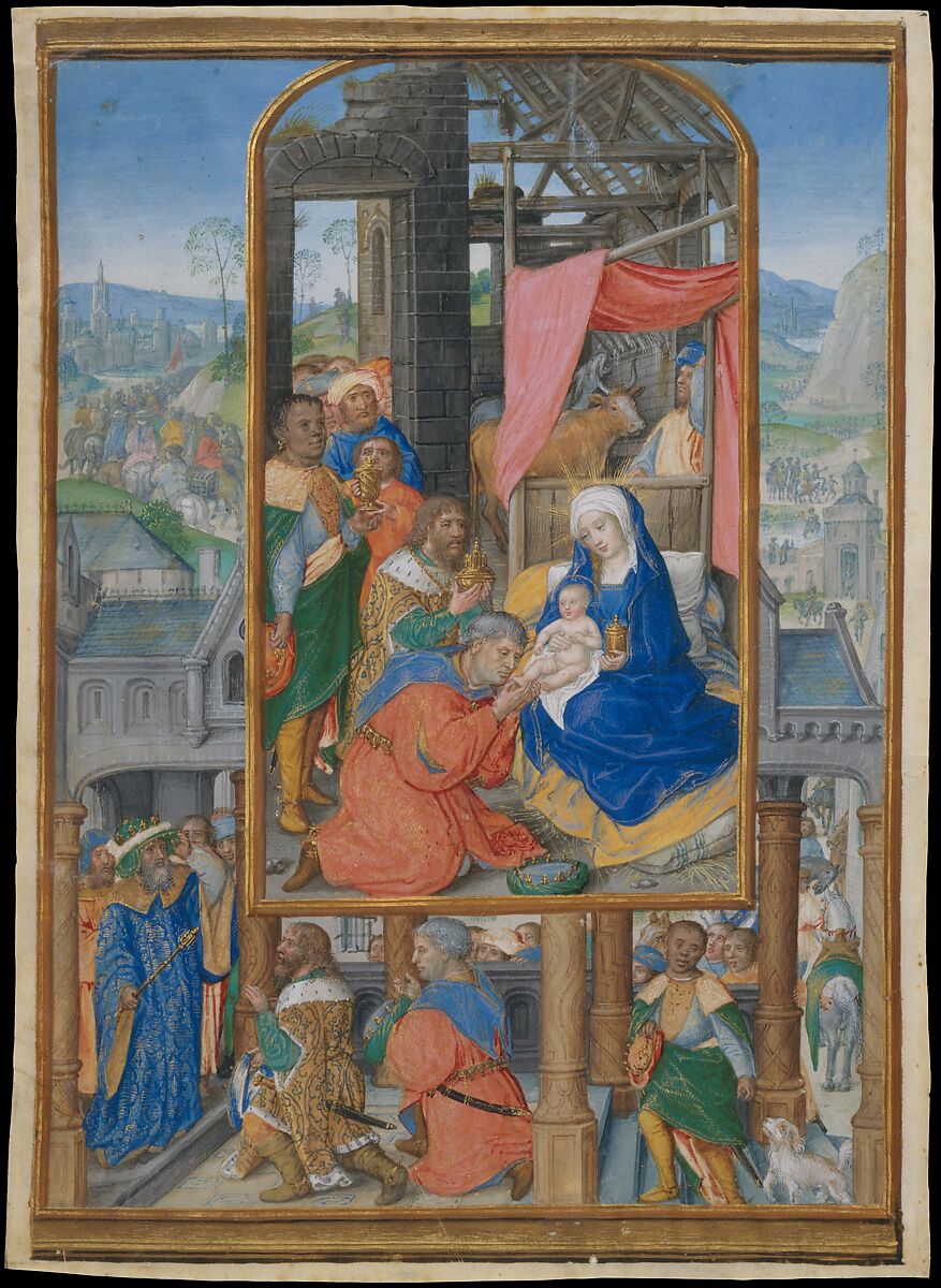 Manuscript Illumination with Adoration of the Magi, Master of James IV of Scotland (probably Gerard Horenbout) (South Netherlandish, active ca. 1485–1530), Tempera, ink, and shell gold on parchment, South Netherlandish 