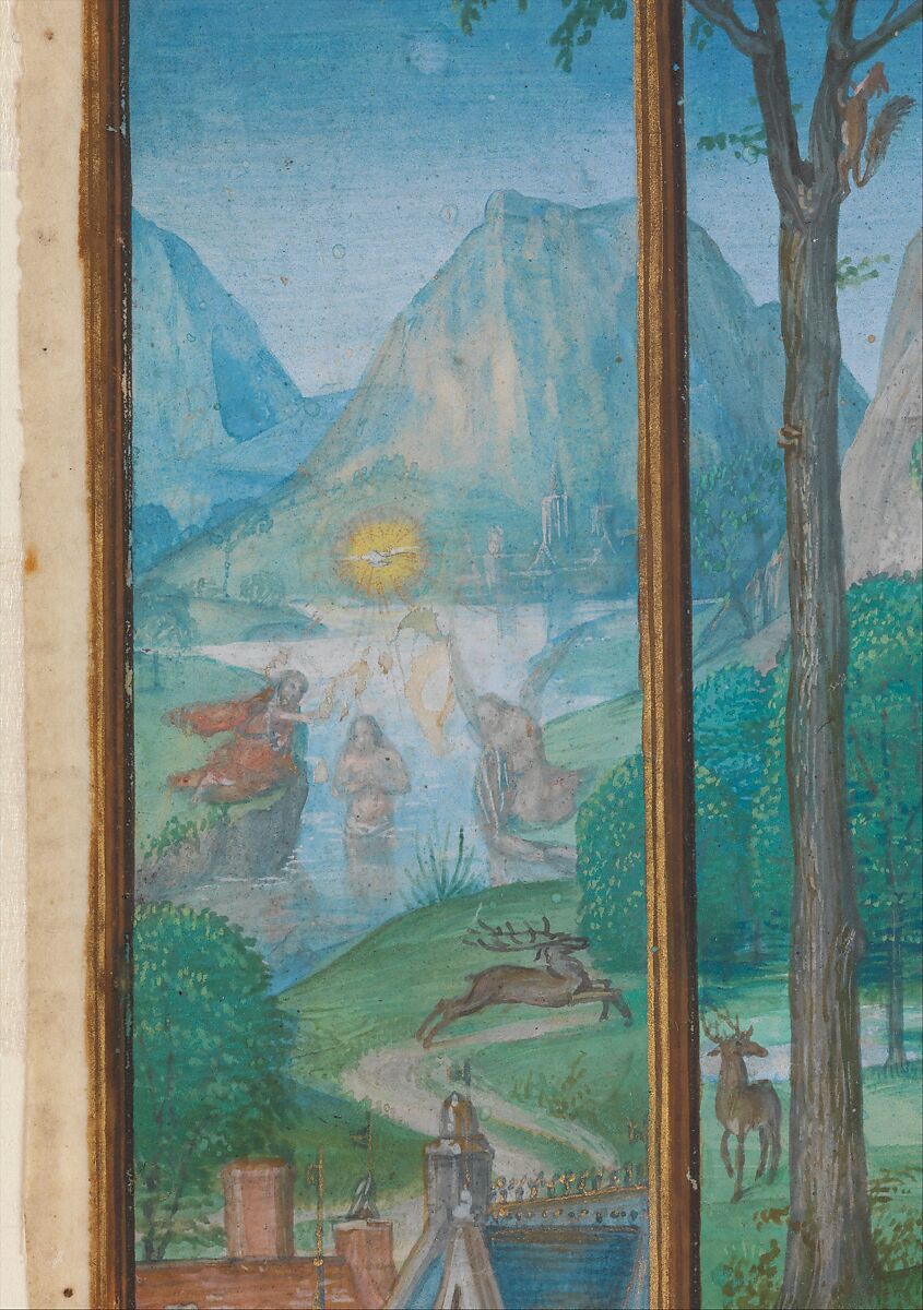 Manuscript Illumination with Scenes from the Life of Saint John the Baptist, Master of James IV of Scotland (probably Gerard Horenbout) (Netherlandish, active ca. 1485–1530), Tempera, ink, and shell gold on parchment, Netherlandish