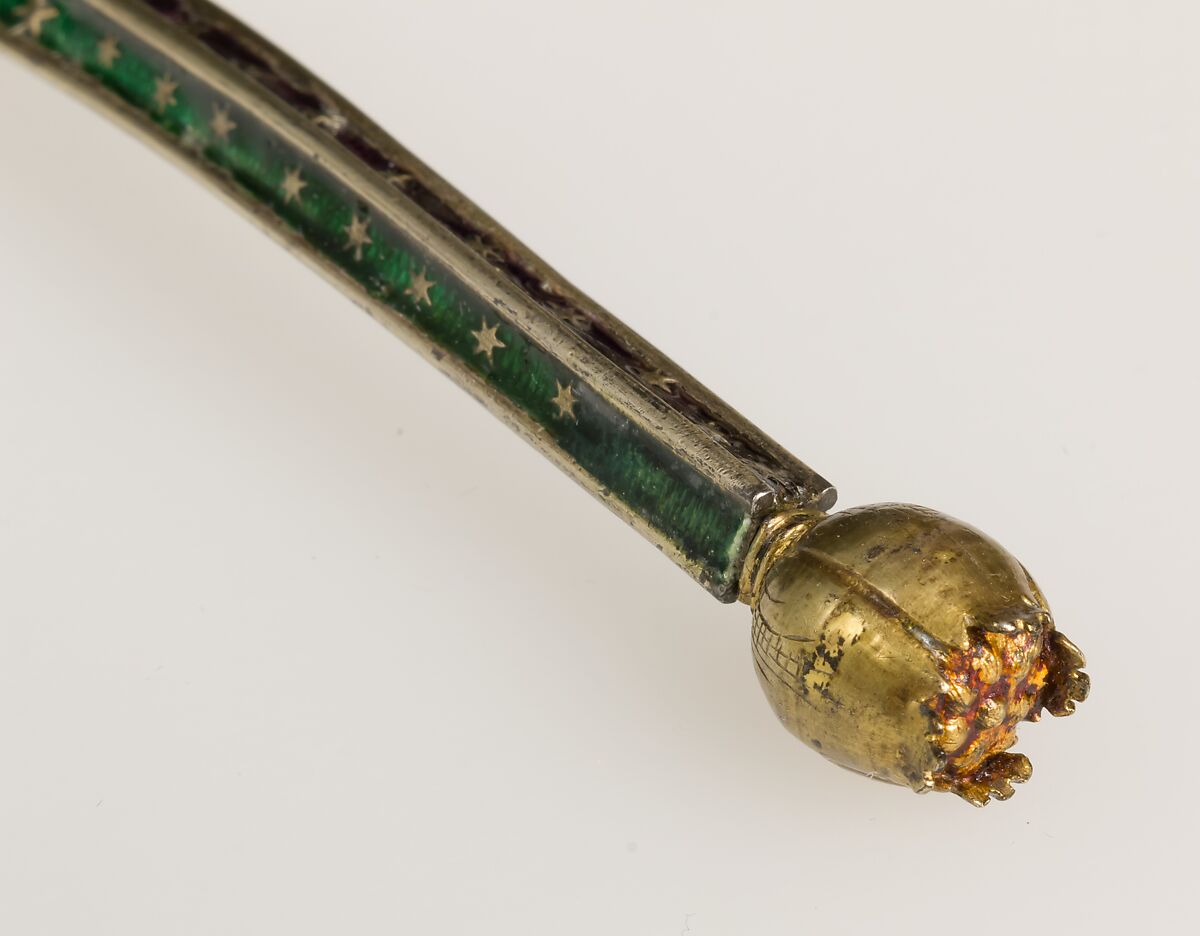 Spoon, Painted enamel, silver, parcel-gilt, French