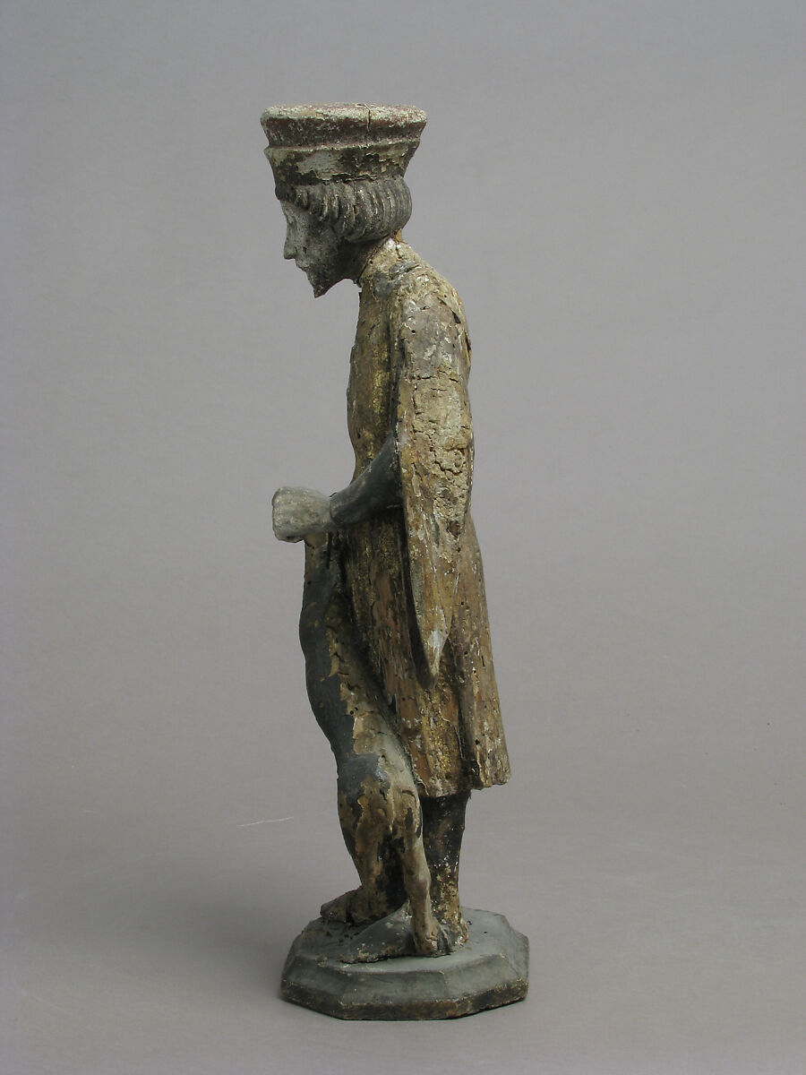 Saint Giles with Wounded Doe, Wood, polychromy, gilding and metal arrow, German