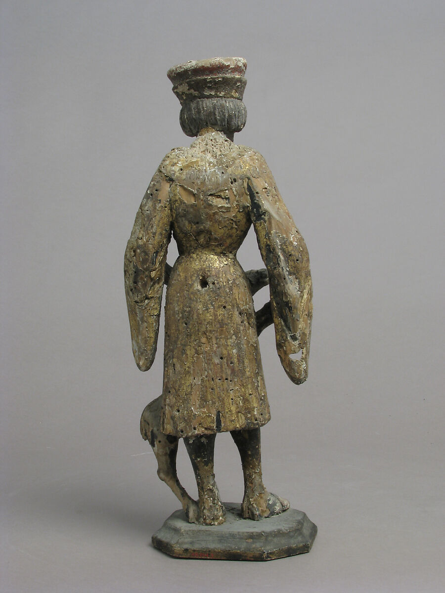 Saint Giles with Wounded Doe, Wood, polychromy, gilding and metal arrow, German