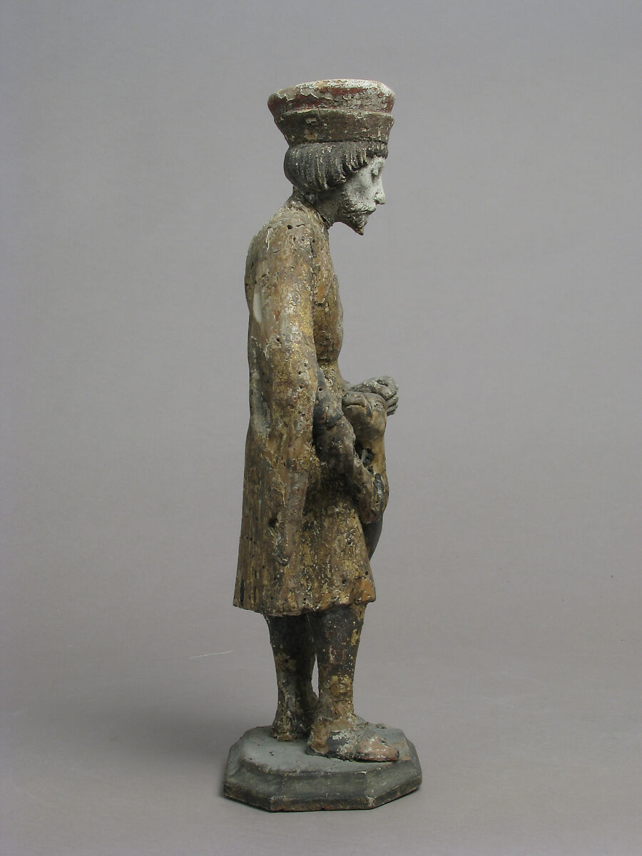 Saint Giles with Wounded Doe, Wood, polychromy, gilding and metal arrow, German