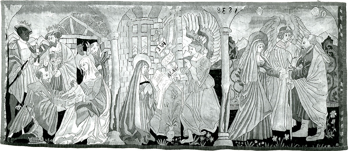 Three Scenes from the Life of the Virgin, Linen warp;  wool, linen, and metallic wefts, Upper Rhenish 