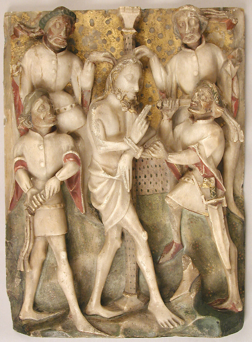 Taking of Christ, School of Nottingham (British), Alabaster with paint and gilding, British 