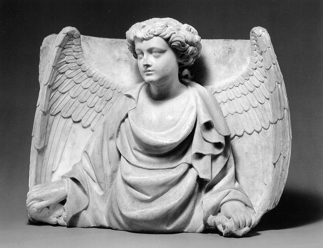 Relief with Half Figure of an Angel, Marble (Lunense marble from Carrara), North Italian