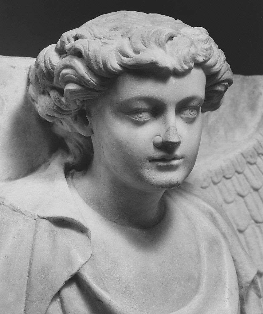 Relief with Half Figure of an Angel, Marble (Lunense marble from Carrara), North Italian
