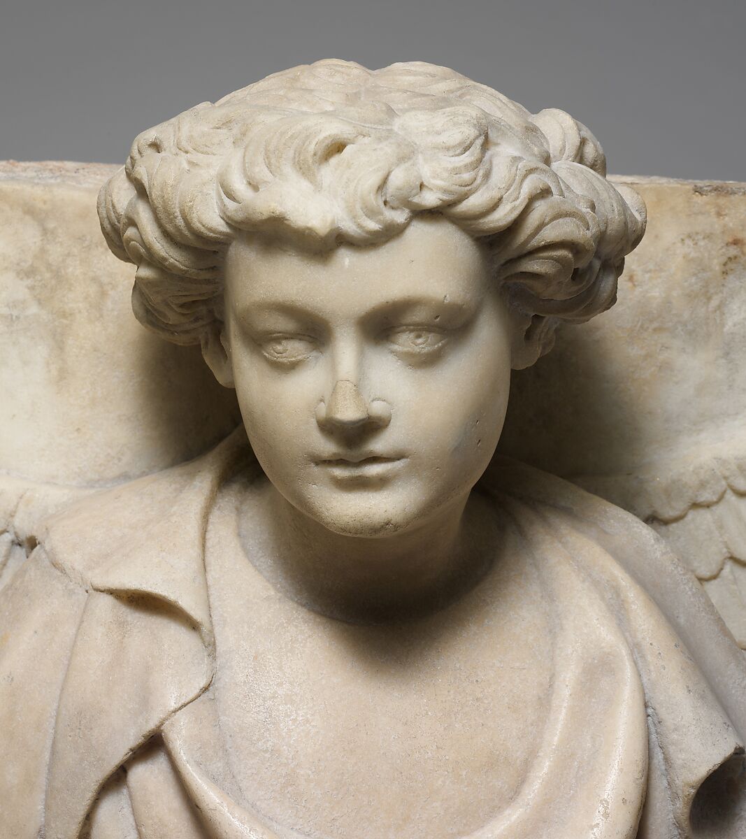 Relief with Half Figure of an Angel, Marble (Lunense marble from Carrara), North Italian