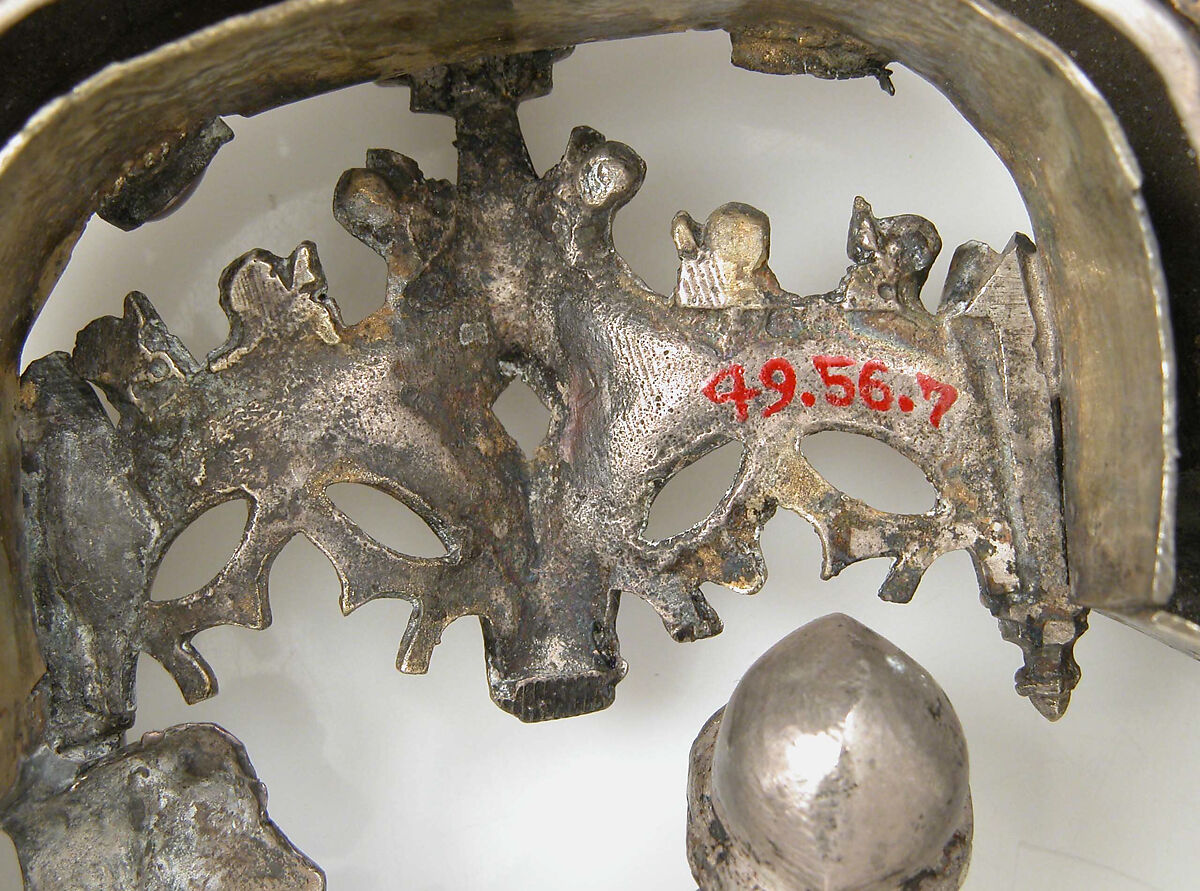 Pendant, Silver, partial gilt, garnets or red glass, German