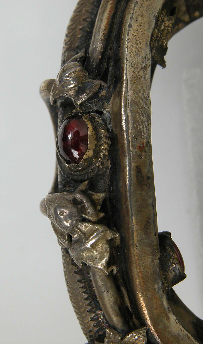 Pendant, Silver, partial gilt, garnets or red glass, German