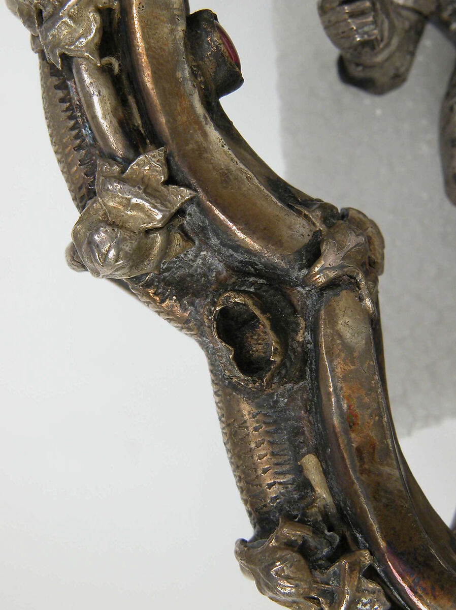 Pendant, Silver, partial gilt, garnets or red glass, German