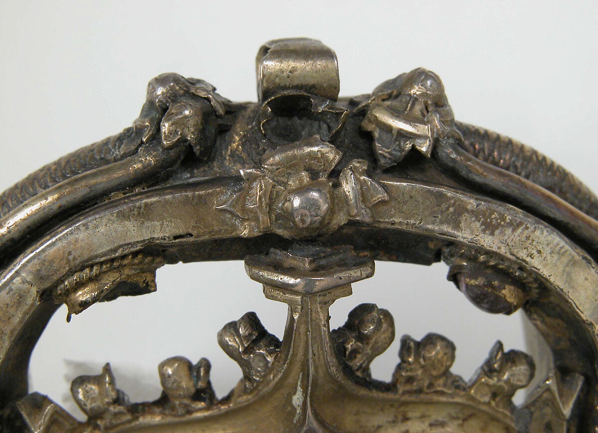 Pendant, Silver, partial gilt, garnets or red glass, German