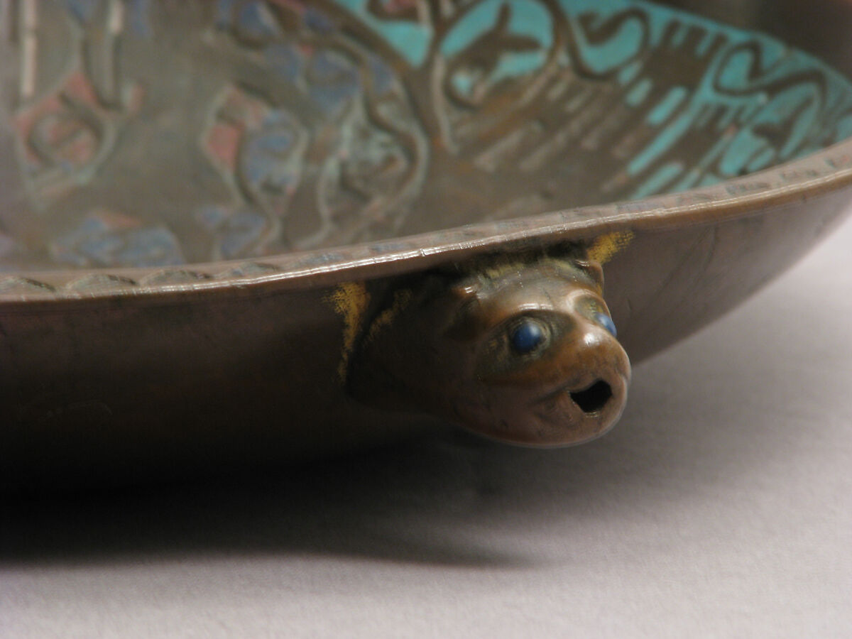 Gemellion (Hand Basin) with the Arms of the Latin Kingdom of Jerusalem, Copper: formed, engraved, gilt; champlevé enamel: medium blue, turquoise, and white, French