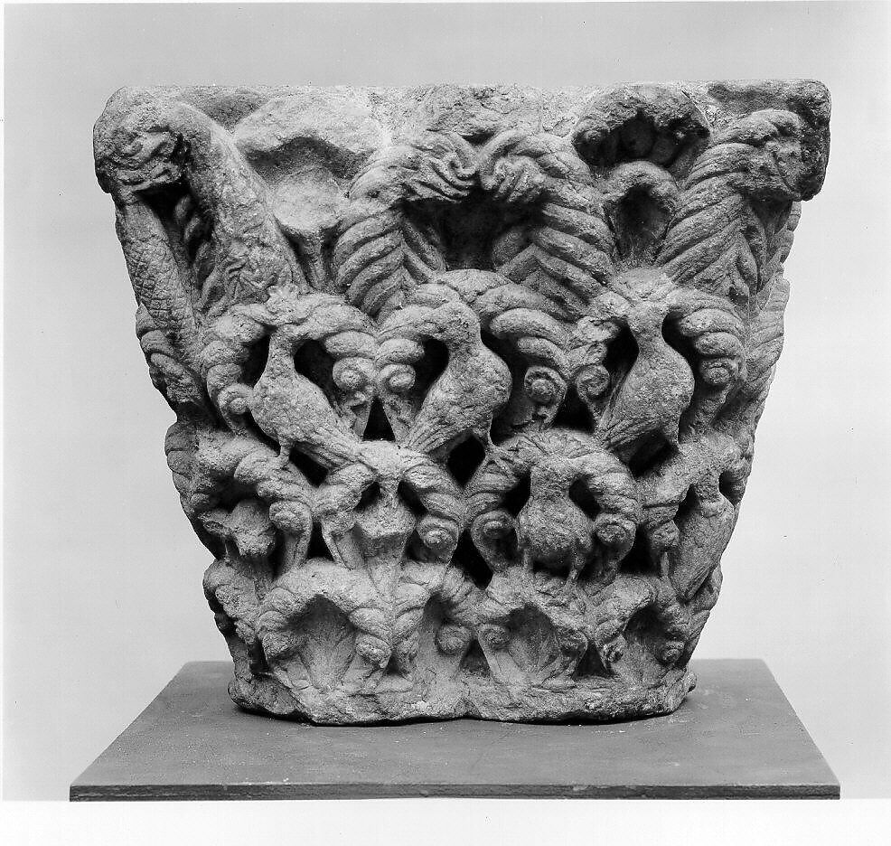 Double Capital with Birds, Marble, French