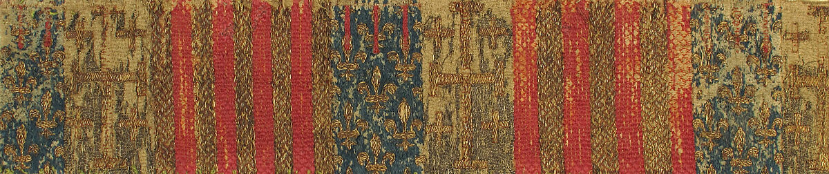 Armorial Border, Silk & metal thread on linen, French