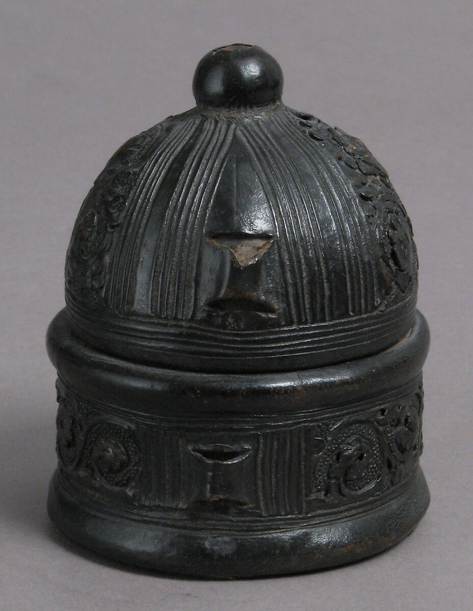 Box, Leather (Cuir bouilli), on wood core with textile interior, Italian