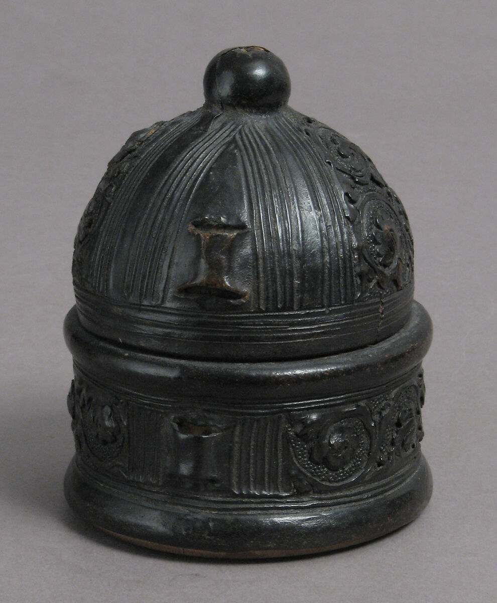 Box, Leather (Cuir bouilli), on wood core with textile interior, Italian