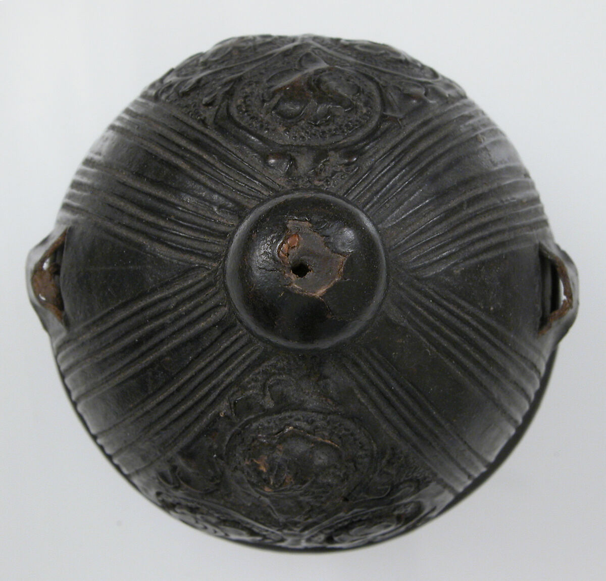 Box, Leather (Cuir bouilli), on wood core with textile interior, Italian