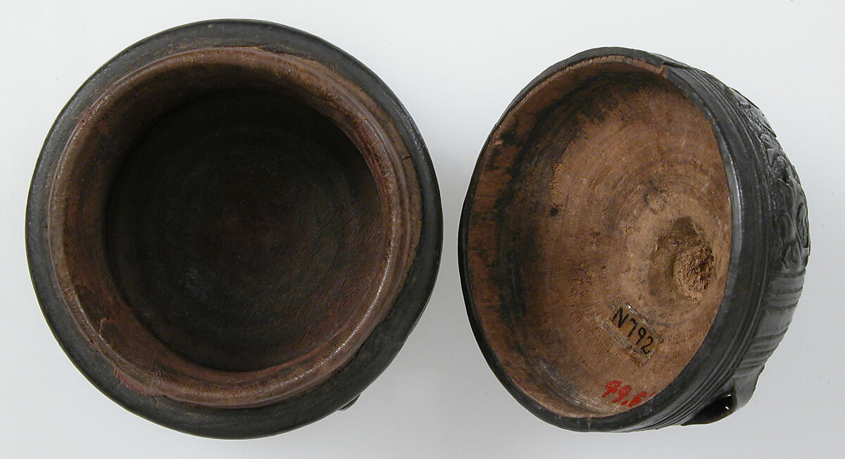 Box, Leather (Cuir bouilli), on wood core with textile interior, Italian