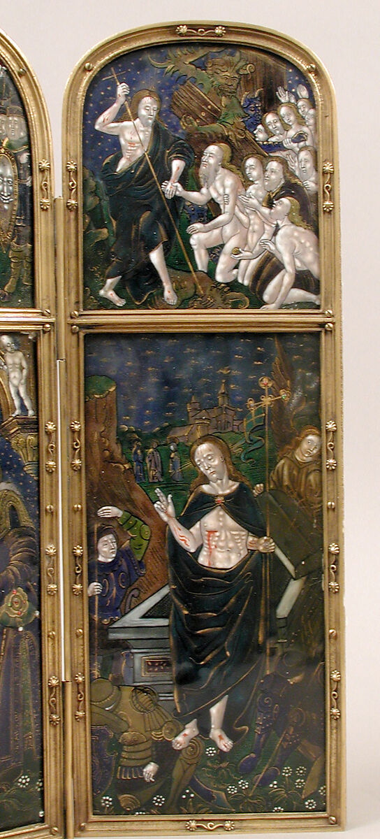 Triptych with the Entombment, After Nardon Pénicaud (French, 1470–1542/43), Painted enamel, copper, French
