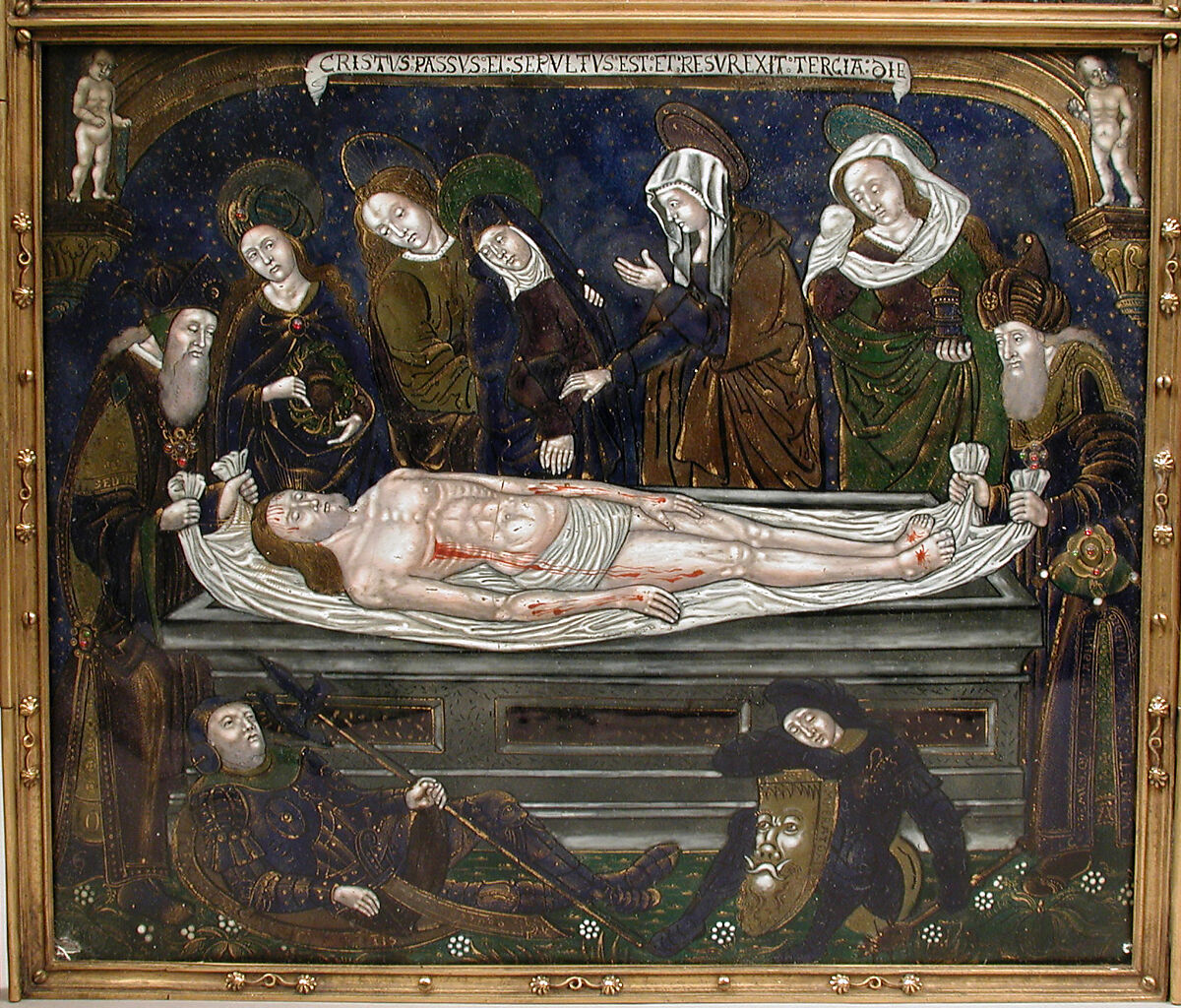 Triptych with the Entombment, After Nardon Pénicaud (French, 1470–1542/43), Painted enamel, copper, French