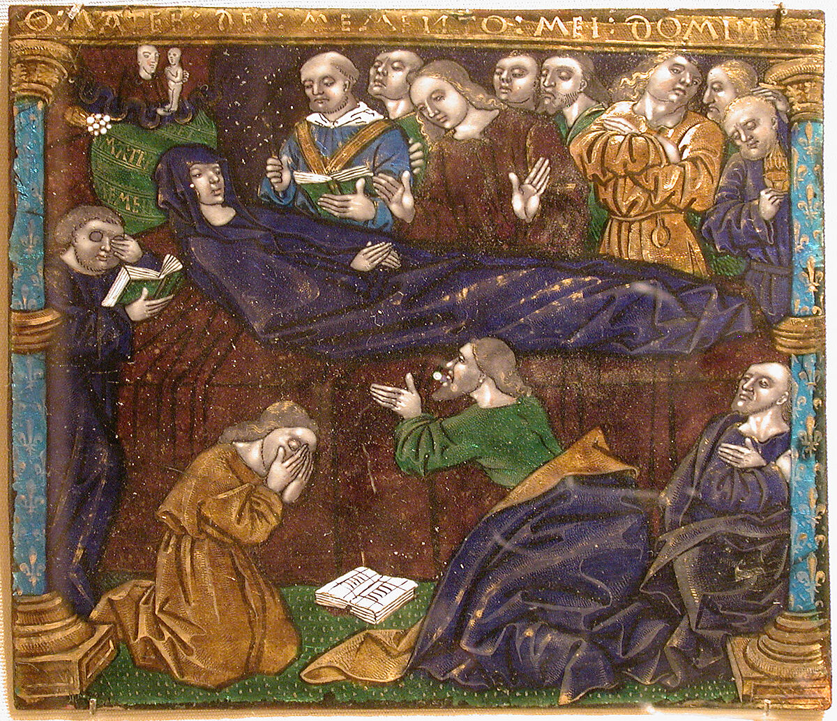 Plaque with the Death of the Virgin, Workshop of Jean Pénicaud I (French, ca. 1490–after 1543), Painted enamel, copper, French