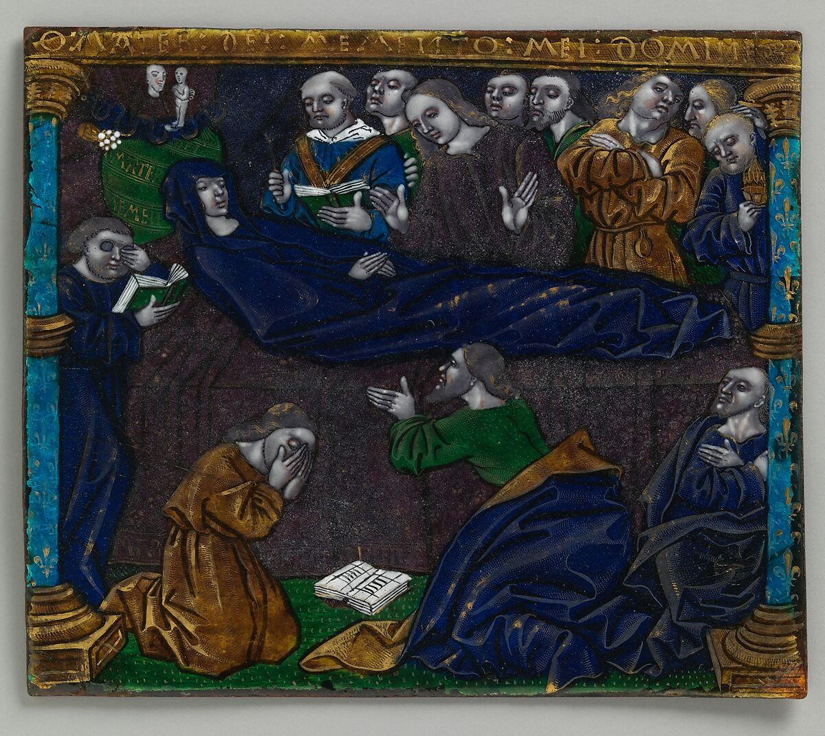 Plaque with the Death of the Virgin, Workshop of Jean Pénicaud I (French, ca. 1490–after 1543), Painted enamel, copper, French 