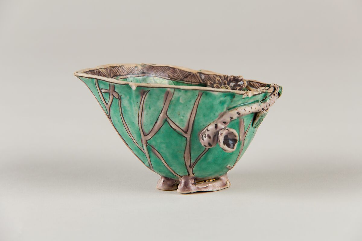 Cup in form of flowers and leafs, Porcelain painted in overglaze polychrome enamels (Jingdezhen ware), China 