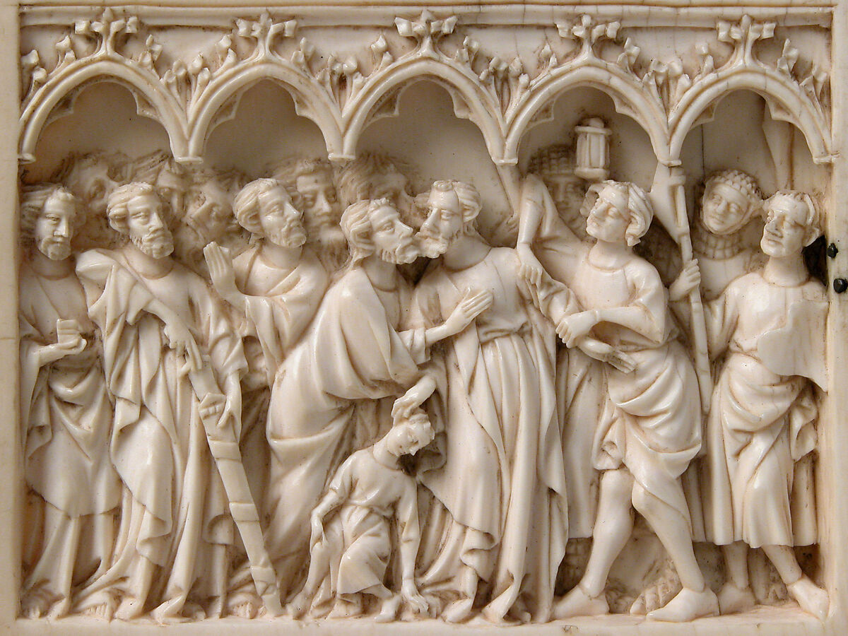 Diptych with Scenes from the Passion of Jesus, Elephant ivory with metal mounts, French