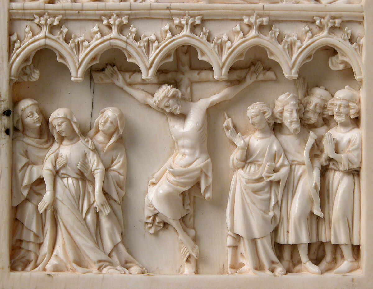 Diptych with Scenes from the Passion of Jesus, Elephant ivory with metal mounts, French