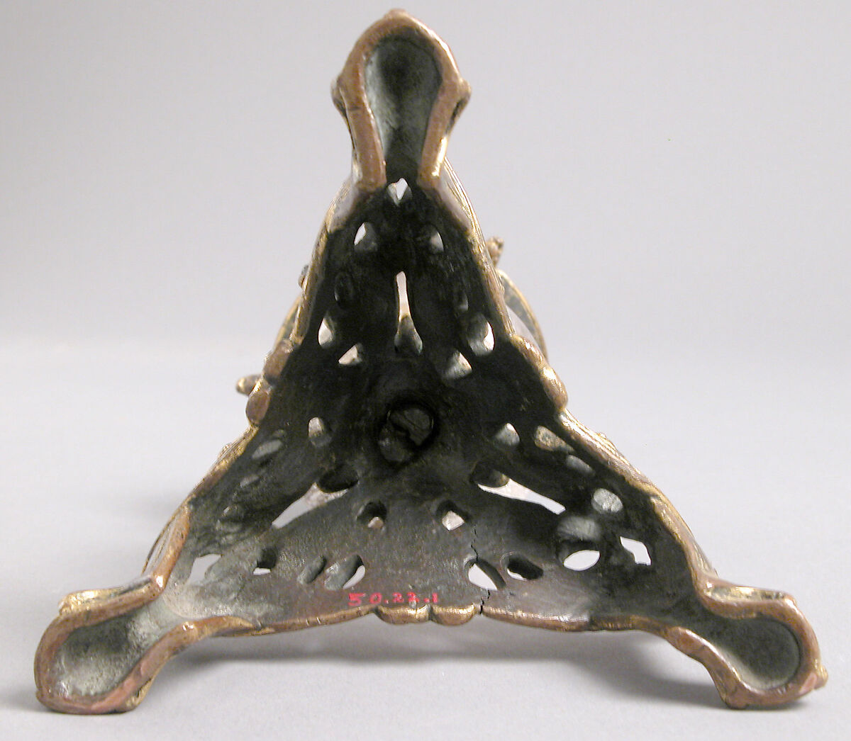 Pricket Candlestick with Fantastic Creatures, Gilt-copper alloy, rock crystal, South Netherlandish