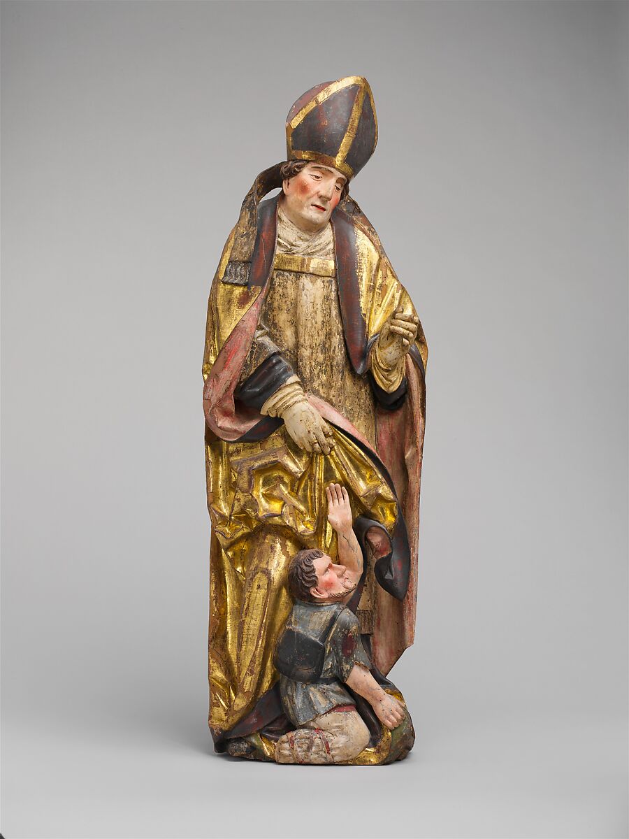 Saint Martin of Tours, Wood, polychromy and gilding, German 