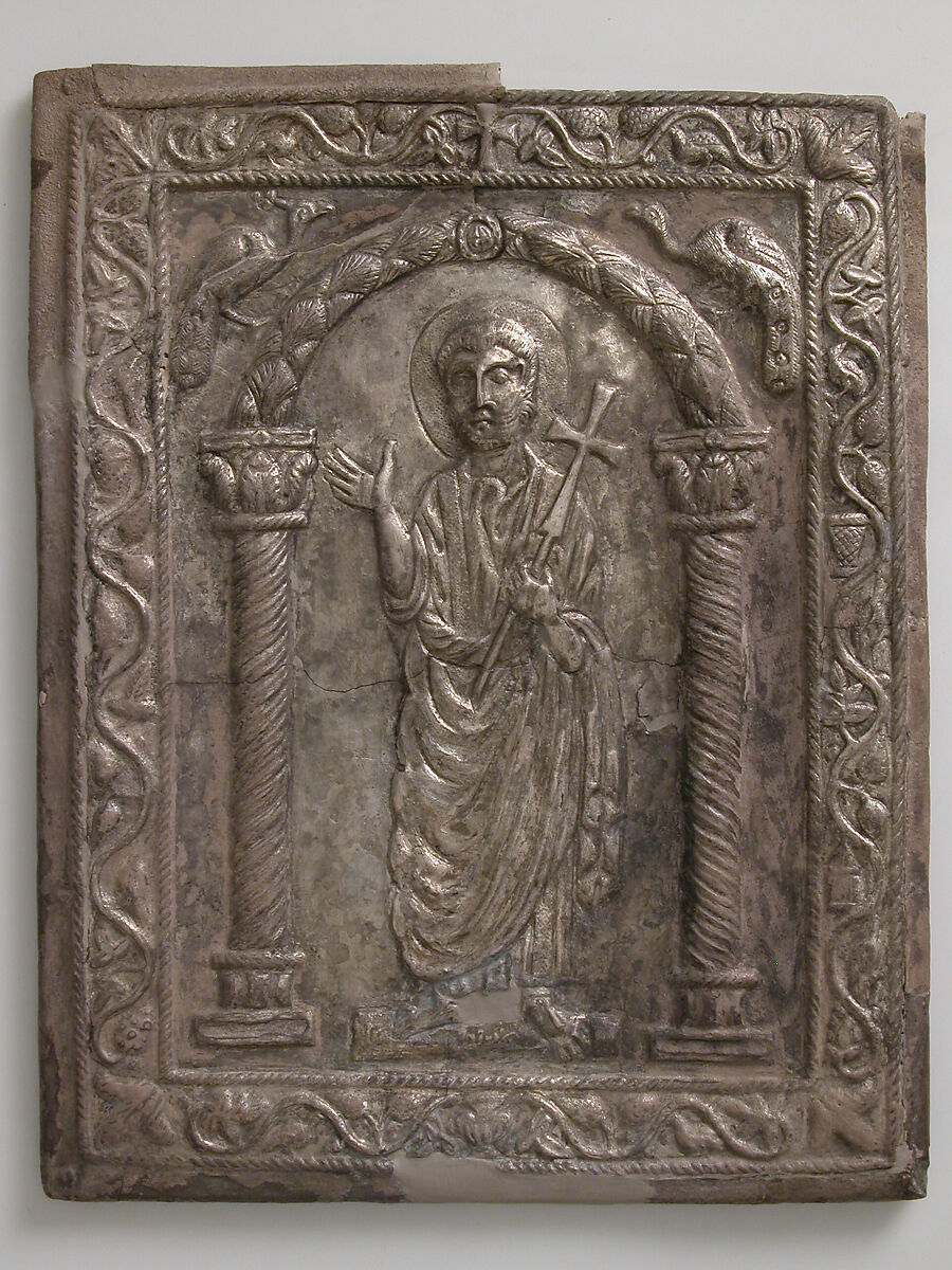 Plaque with Saint Peter, Silver, niello, originally partially gilt, Byzantine