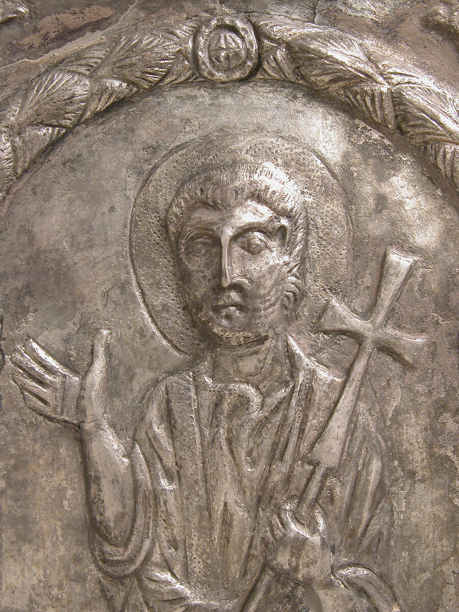 Plaque with Saint Peter, Silver, niello, originally partially gilt, Byzantine