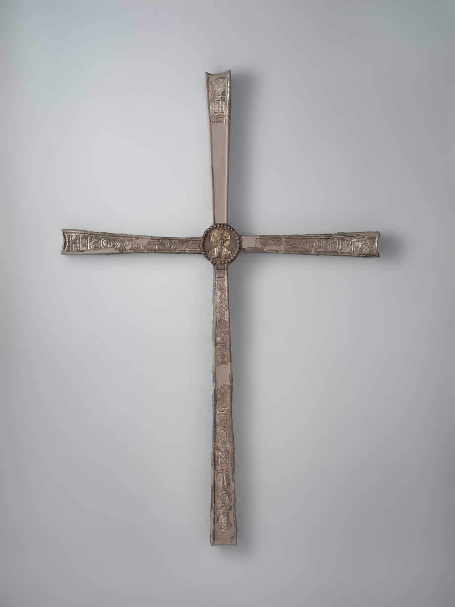 Processional Cross, Silver, mounted on wood, Syrian