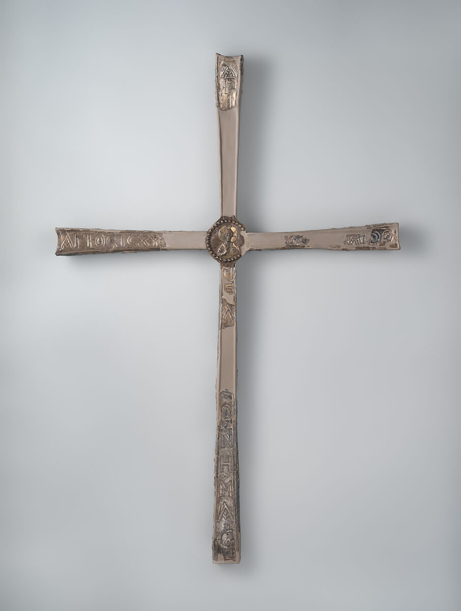 Processional Cross, Silver, mounted on wood, Syrian 