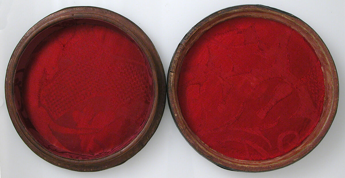 Round Box, Cuir bouilli (tooled leather), silk damask lining over wood core, Italian