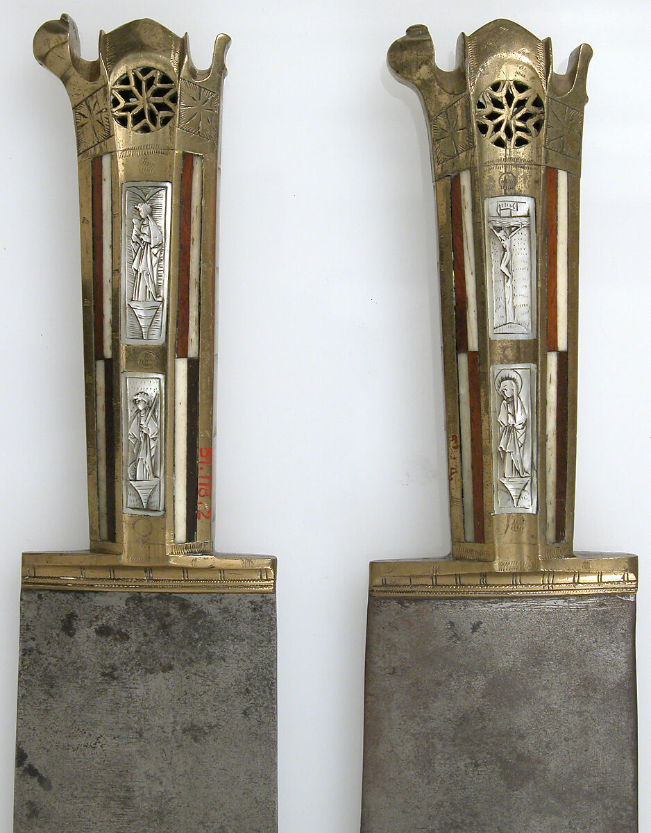 Serving Knife, Steel, brass, wood, bone, mother-of-pearl, Austrian