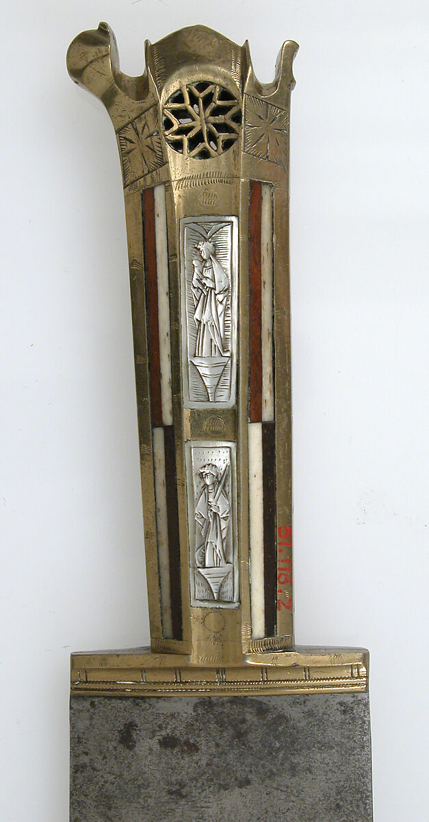 Serving Knife, Steel, brass, wood, bone, mother-of-pearl, Austrian